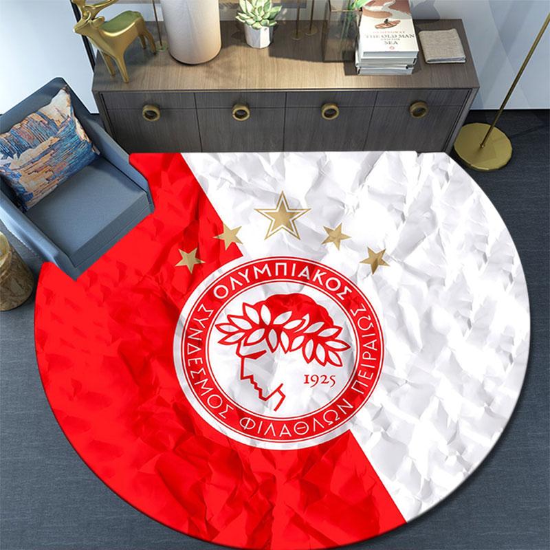 Olympiacos F.C,Round Area Rug,Carpet Rug for Living Room Bedroom Sofa Playroom Decor,Non-slip Floor Mat