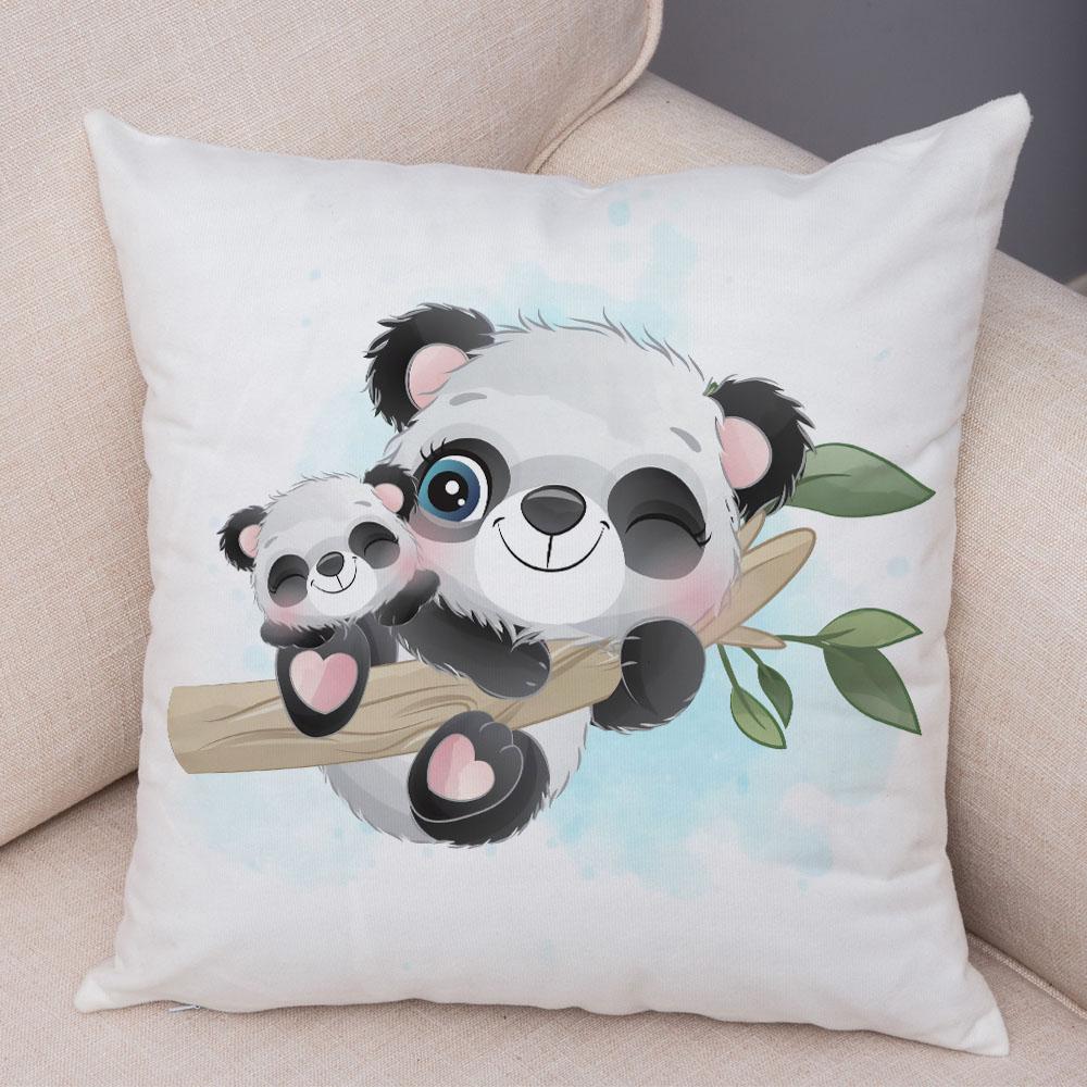 Детская комната, диван, украшение для дома, автомобиля, милая наволочка с изображением животных, мягкая плюшевая подушка с рисунком китайской панды
