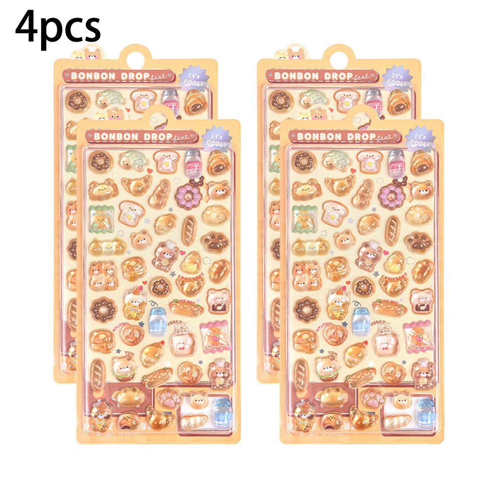 3D Relief Jelly Stickers Cartoon Animal Sticker Candy Ghost Rabbit Aesthetic Stickers DIY Phone Case Diary Stationery Sticker