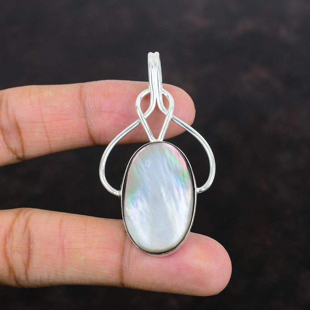 Перламутровый кулон из стерлингового серебра 925 пробы, ручная работа, ювелирные изделия в стиле бохо, высококачественный кулон из драгоценных камней, ювелирные изделия из перламутра, подарки для мамы