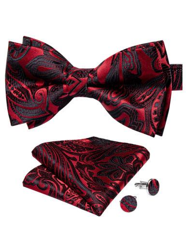 Мужской шелковый галстук-бабочка, синий регулируемый галстук-бабочка, набор запонок с цветочным принтом пейсли