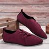 Women Retro Loafers Pointed Suede Flat Shoes Lace Up Ladies Casual Sneakers Woman Shallow Comfort Shoes Non Slip Walking Shoes