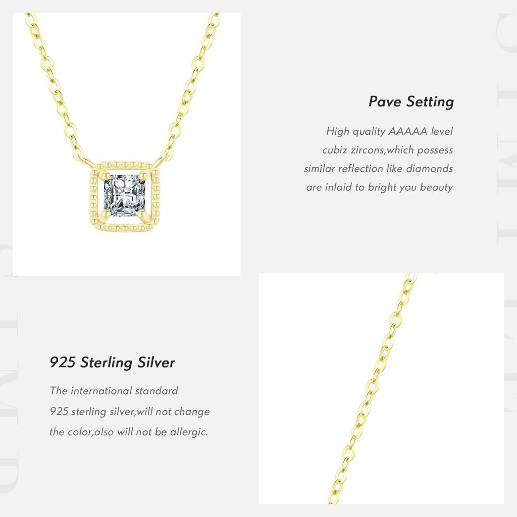 MODIAN Стерлингового Серебра 925 пробы, простое высококачественное ожерелье с квадратным цирконием, кулон, модная цепочка золотого цвета для женщин, ювелирные изделия
