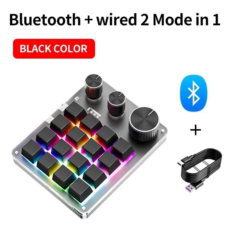 One-handed Mechanical Keyboard 16 Keys 3 Mode Macro Mechanical Keyboard Portable USB RGB Gaming Custom Programming Knob