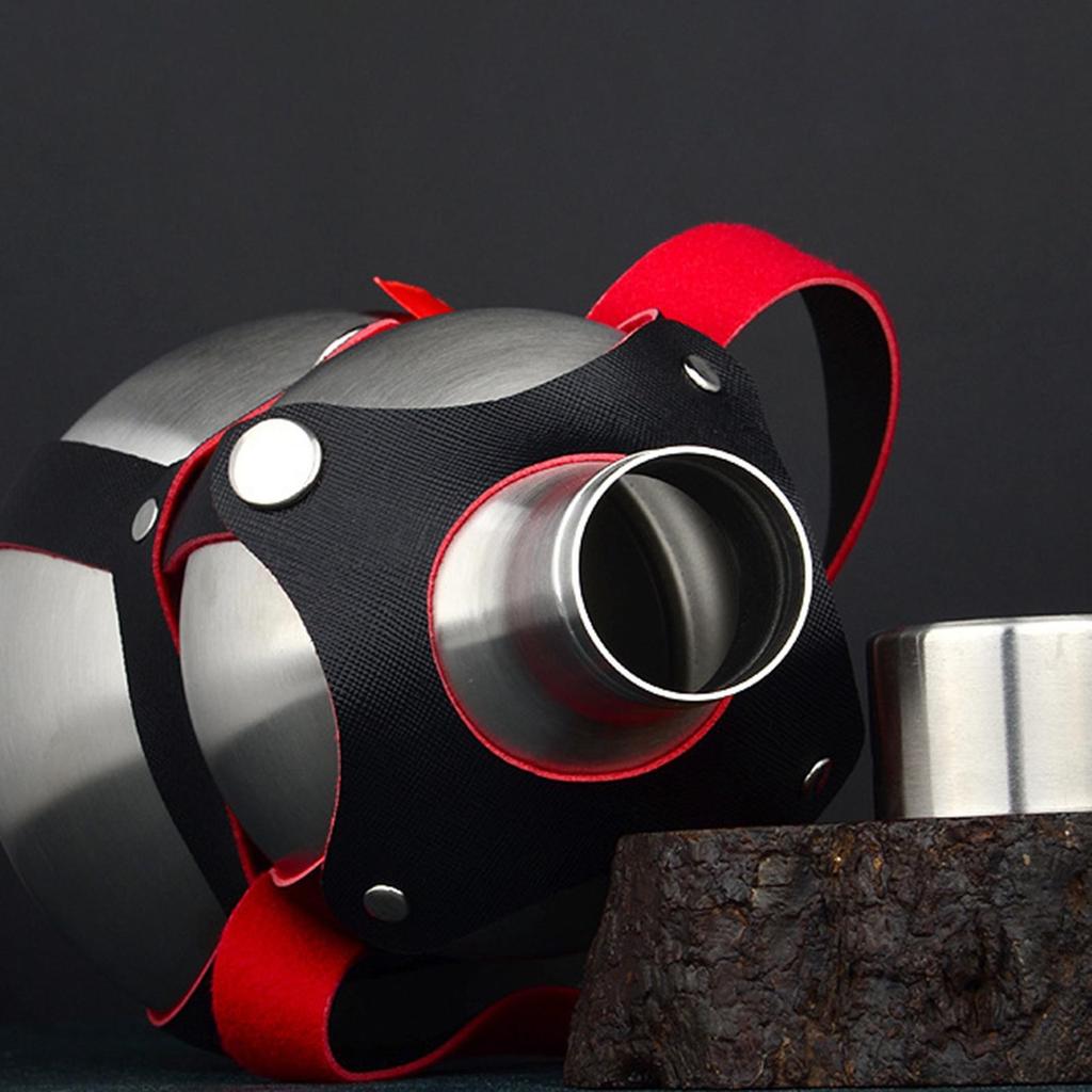 Stainless Steel Bottle Pumpkin Bottle - Kettle with Leather Strap for Outdoor Storage of Drinks Barbecues