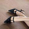 Black bow sexy beautiful high heels women's 2025 spring new temperament socialite thin heel pointed single shoes rhinestone