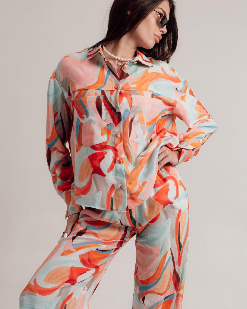 Костюм женский IDYL 8016 S (36) разноцветный (рубашка, брюки)