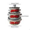 3 Pieces Enamel Stockpot Cooking Pots Nonstick Vintage Pot Stew Bean Simmer for Dining