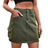 2025 Новые трендовые женские модные повседневные однотонные джинсовые многокарманные пальто с поясом и шортами юбка