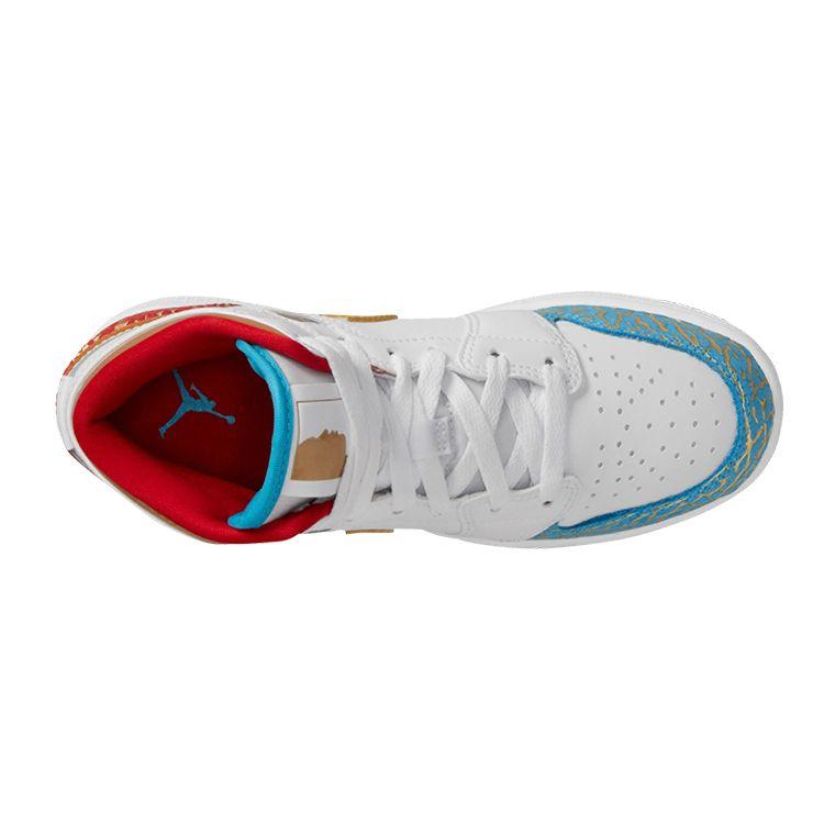 Детские кроссовки Air Jordan 1 Mid GS NC to Chi Белый металлик-золотой университетский красный FB2212-100