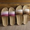 New Linen Slippers Women's Summer Home Couple Indoor Sandals Soft Bottom Hemp Grass Woven Cool Slippers Men's Summer