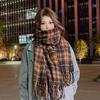 Высококачественный клетчатый шарф в корейском стиле: Теплая, Утолщенная Шаль, Похожая на Кашемир, для Студентов и Пар