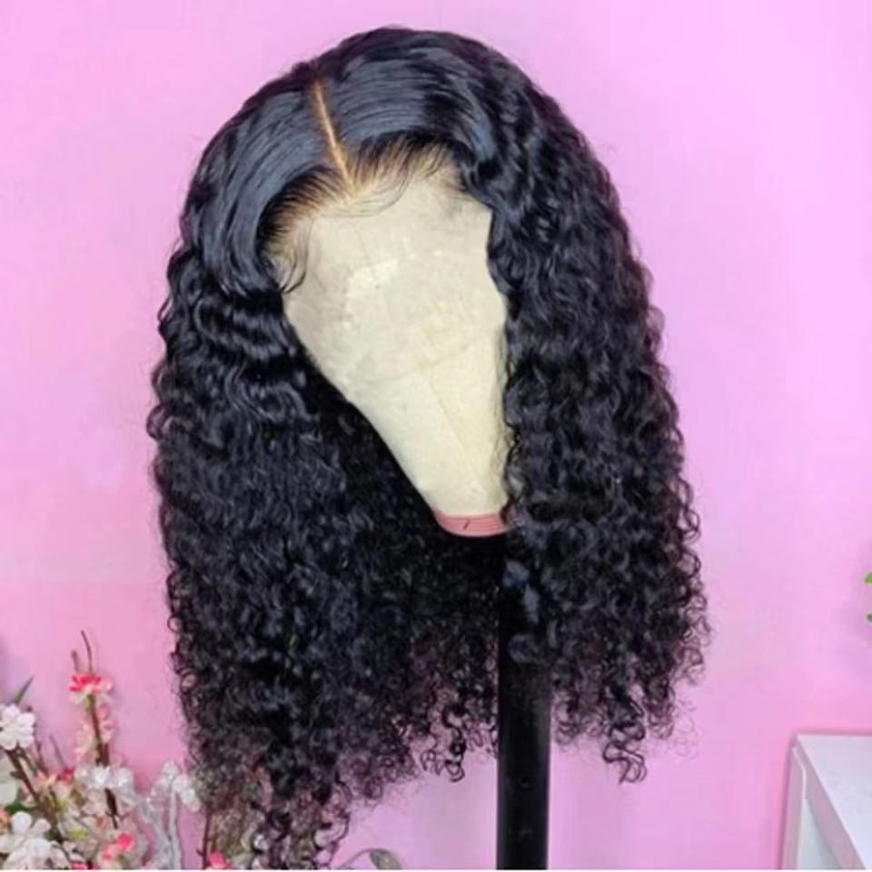European and American wig female African small roll corn perm fluffy explosive head short curly hair medium fringe bangs full head cover