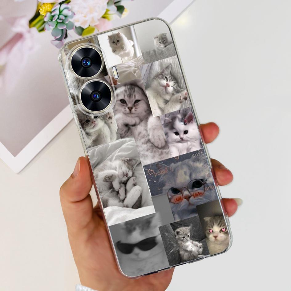 Чехол для Realme C55 RMX3710 Прозрачная крышка Модные узоры Мягкие силиконовые чехлы для телефона Для Realme C55 4G C 55 RealmeC55 Fundas