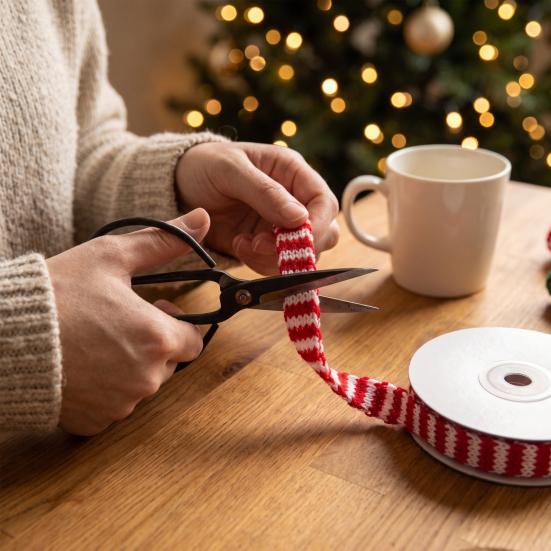 Christmas Theme Ribbon for Gift Boxes 5m Woven Wrapping And Bouquet Packaging, Decorative Plump Bow Making Crafts Knit Holiday DIY Making,