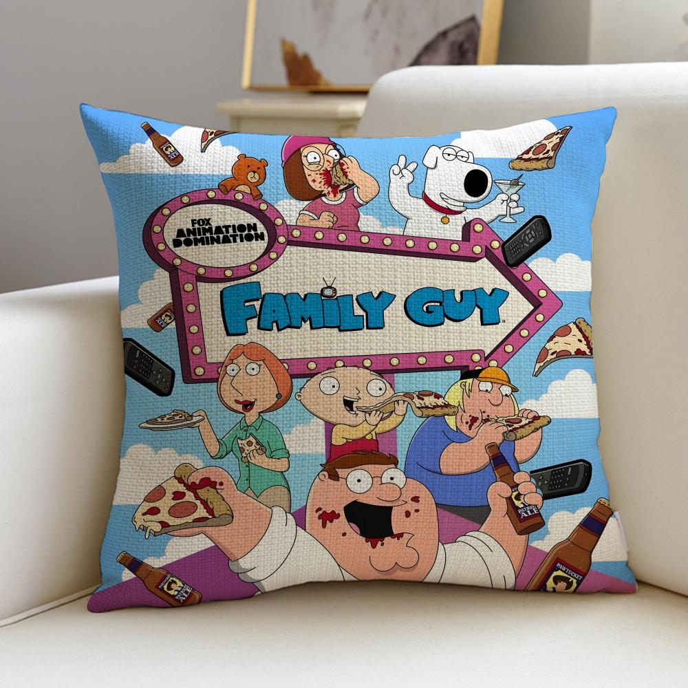 Witty FFamily GuyS Cushion Cover Breathable and skinfriendly linen pillowcase square removable and washable cushion