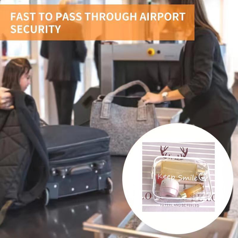 Set of 2 PVC Clear Toiletry Transparent Waterproof Cosmetic Makeup Beautiful Makeup Small Cosmetic Smile Bathroom Pouches Bags, Bags, Bags, Pouches,