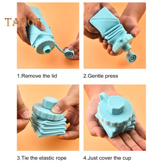 Складная силиконовая бутылка для воды 610 мл, герметичная складная бутылка для воды для путешествий, кемпинга, походов, спорта на открытом воздухе, без BPA, портативная многоразовая чашка для воды