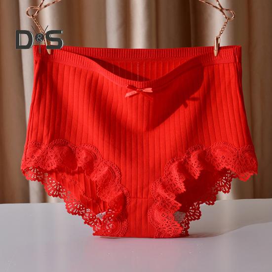 Women Panties High Waist Lace Solid Color Soft Seamless Elastic Quick Dry Anti Septic Anti Shrink Lady Briefs Underpants Female Underwear