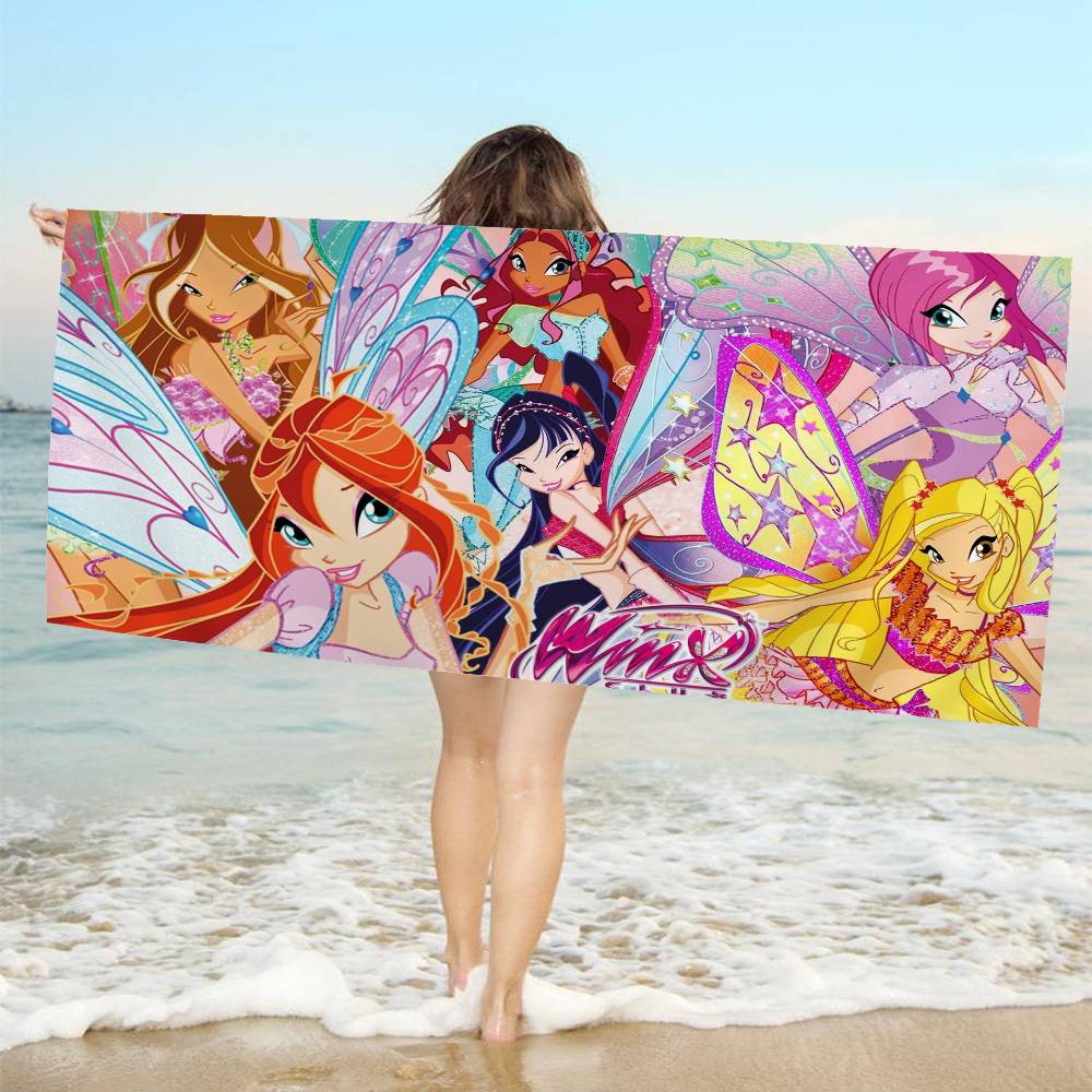 Девочка-W-Winx Мультяшные Клубы Микрофибра Пляжное Полотенце Впитывающее Быстросохнущее Мягкое Для Йоги Плавания Курорта Альпинизма