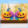 Creative Halloween Themed Colorful Pumpkin Pattern Women Acrylic Earrings For Adults And Teens