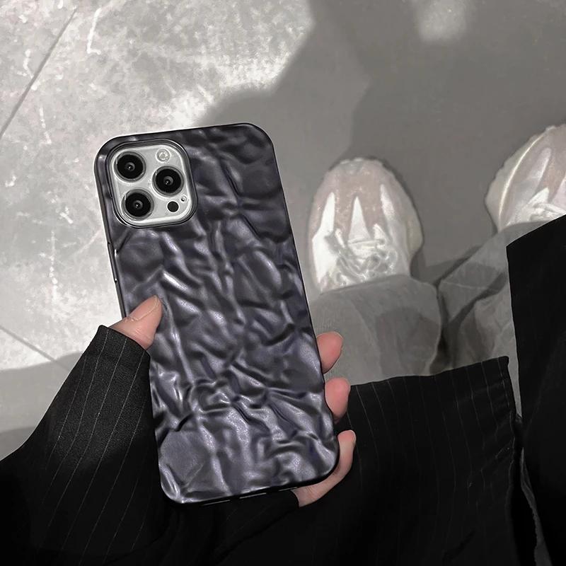 Черный чехол для телефона с узором из жестяной бумаги для iphone 17 16 15 14 13 11 12 Pro Max X XS Max XR 8p 7p Ударопрочный мягкий чехол