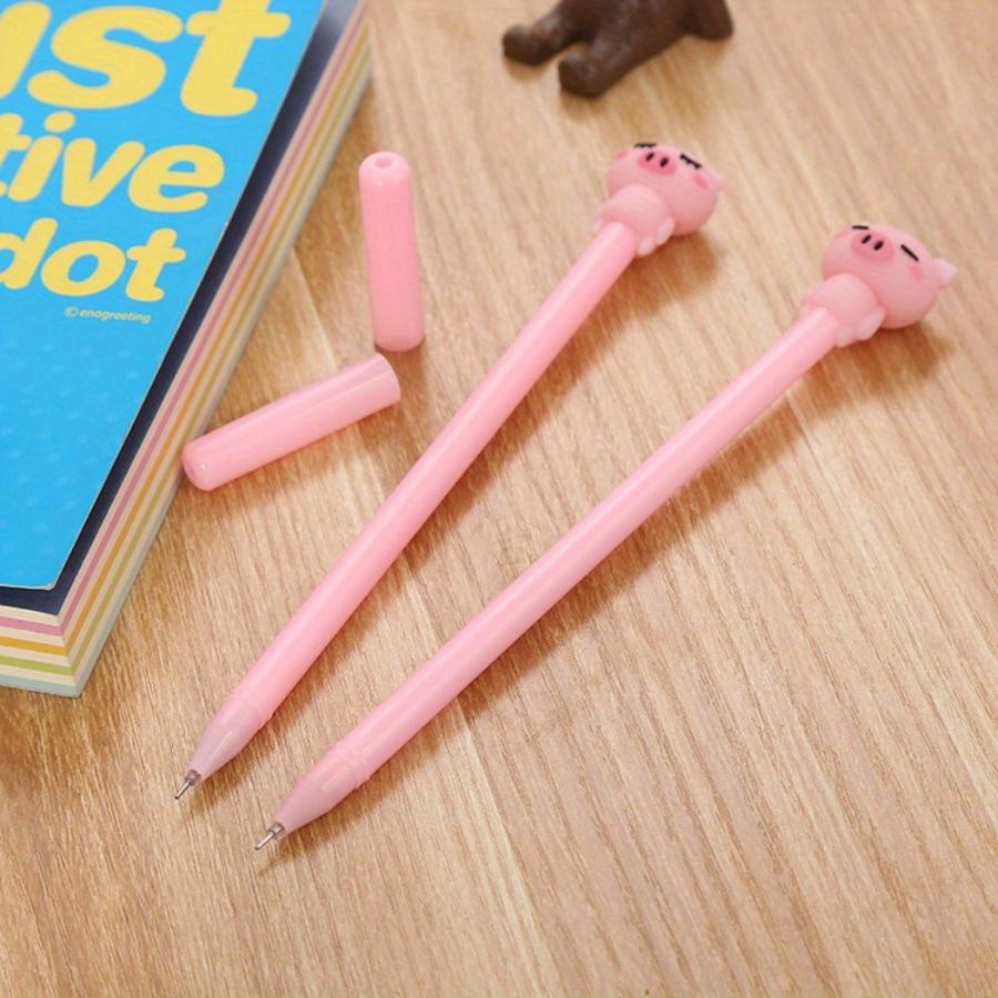 School Season 4pcs 0.5mm Creative Stationery Pink Piggy Gel Pen Cartoon Girl Heart Series Water-based Pen Learning Office Signature Pen