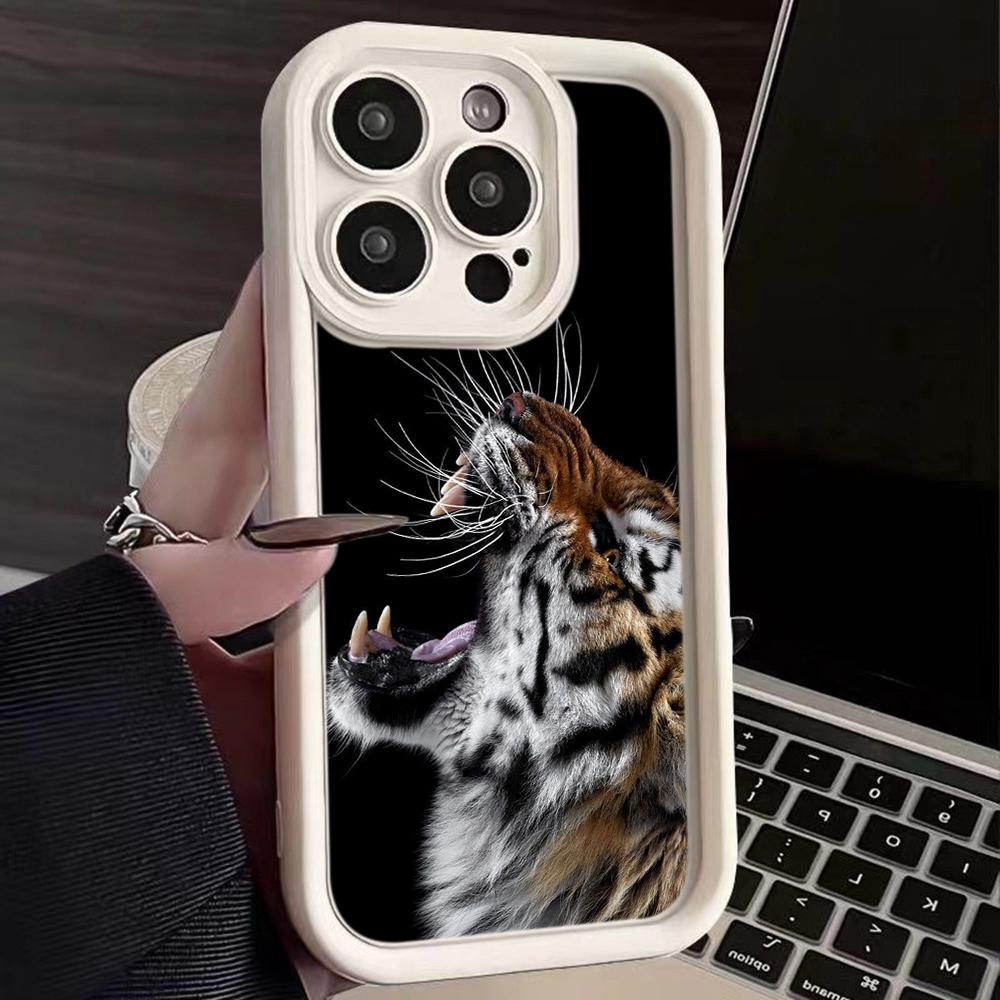 LZ30 Tiger Lion Cat Silicone Phone Case for iPhone 11 13 14 15 16 Pro Max 7 8 16 Plus 12 Mini XS Max XR Shockproof Back Cover