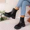 2024 Высококачественная обувь Женские ботинки на молнии Осень-зима Круглый носок Твердые короткие бочонки на низком каблуке Большие размеры Челси
