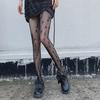 JK Moon Star Pattern Black Fishnet Stockings - Thin Jacquard Design