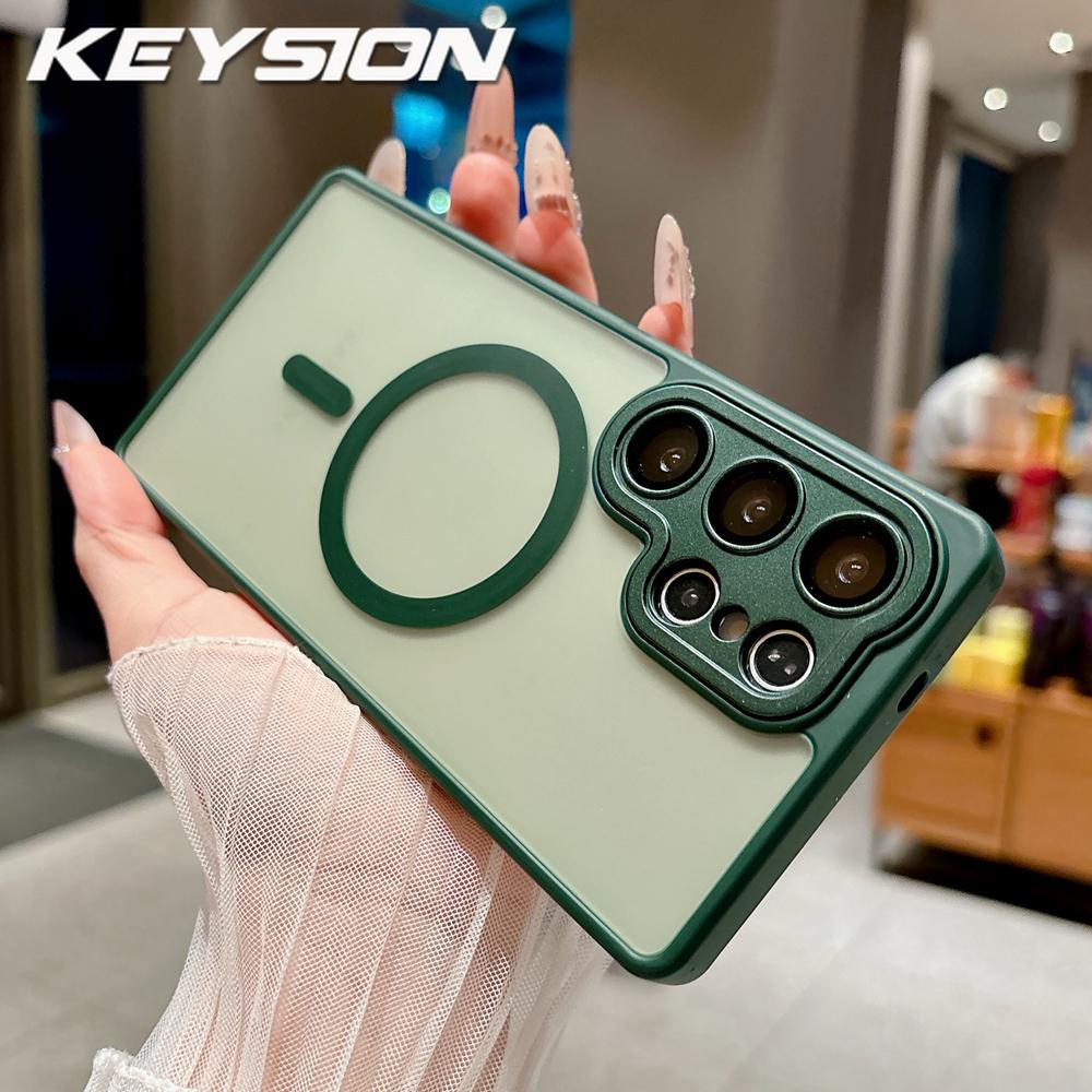 KEYSION Роскошный матовый полупрозрачный магнитный чехол для Samsung Galaxy S23 S24 Ultra 5G S23+ S24 FE Ударопрочный бронированный чехол для телефона