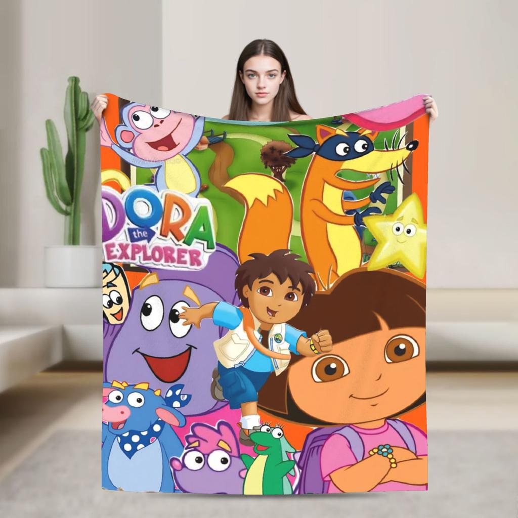 Super Warm Blanket Decorative Dora The Explorer Bedding Throws Flannel Bedspread For Couch Chair Sofa Bed Sofa Bed Cover
