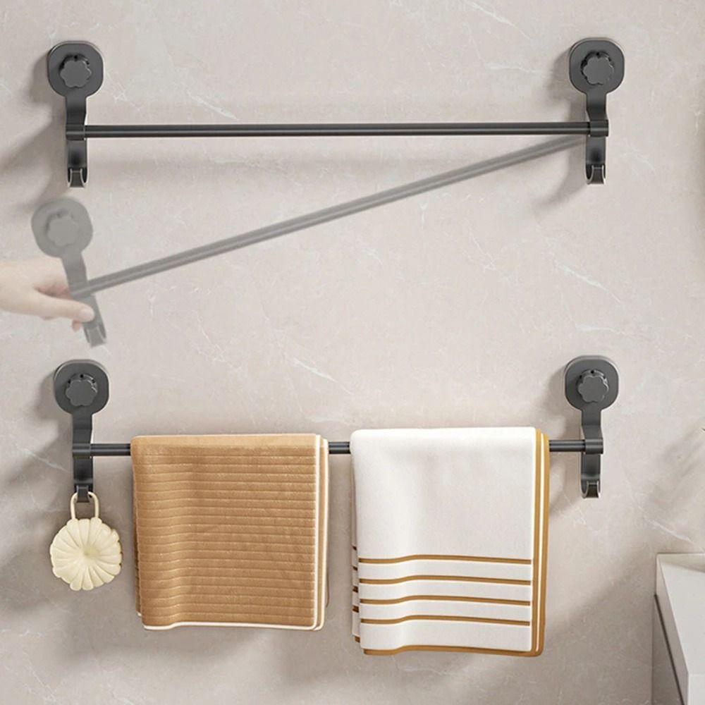 Punching-Free Suction Cup Towel Holder Wall-mounted Bathroom Towel Rod Shower Slipper Rack Kitchen