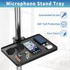 Microphone Stand Tray Mic Stand Tray With Phone Holder Adjustable Clamp On Stand For Singing Podcast Recording Streaming Stage