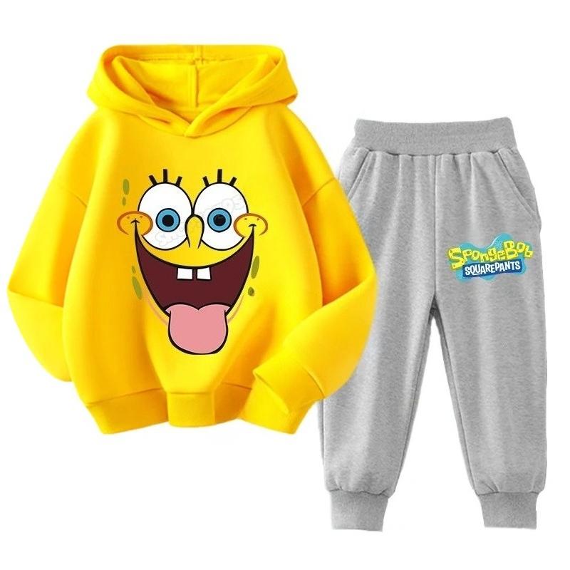 SpongeBobs Kids Sportswear Set Patrick Star Hoodies Sweatpants Girl Boy Hooded Sweatshirt Children Outfit Pullover Trousers Suit