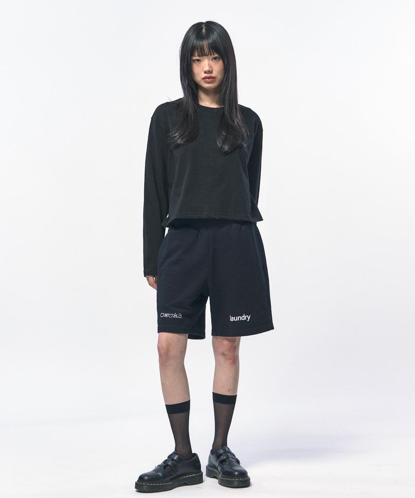 C WEAR BY THE GENIUS Мужская укороченная футболка с длинным рукавом Черная