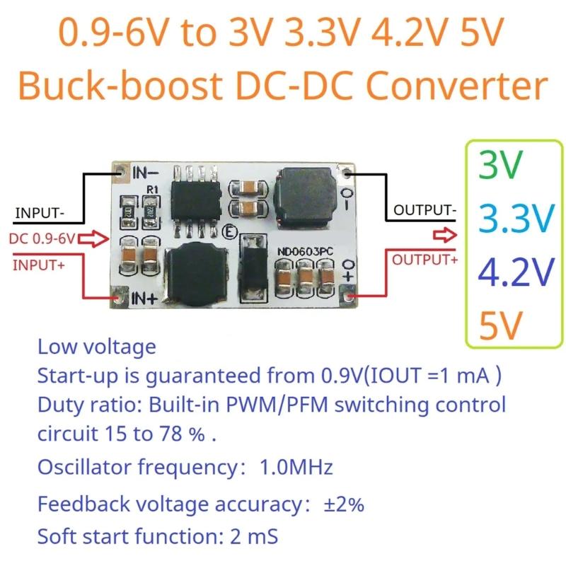 ND0603PC Auto Boost Converters Module 1-6V to 3V 3.3V 4.2V 5V Voltage Regulator For Battery Regulation Accessories