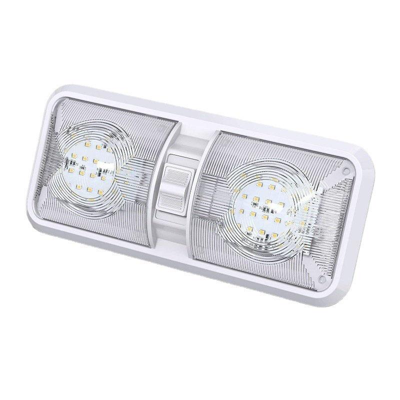 12-24 В светодиодный плафон для автофургона, лодки, кемпера, прицепа, каравана, автомобиля, двойной потолочный светильник, внутреннее освещение, универсальные автомобильные аксессуары