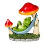 Mushroom Hammock Frog Figurine Garden Frog for Balcony Yard Art Lying Frog Ornament Indoor Desk