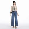 Lyocell Tencel Straight Tube Stick Pants with High Waist Elasticity, Small and Slim Look, Denim Grandma Pants