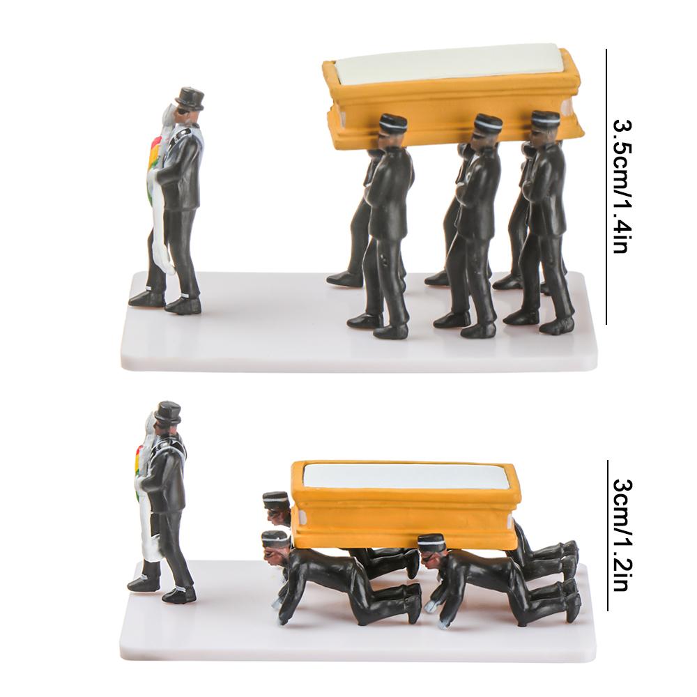 1/64 Funeral Kit Funny Model Pallbearer Team Black Man Ghana Dance Cosplay Coffin Dancing Figurine