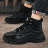 Модная мужская обувь 2024 Зимние теплые сноубутсы Высокие хлопковые ботинки Толстая подошва Уличные Противоскользящие На шнуровке Защита от холода Комфортные ботильоны