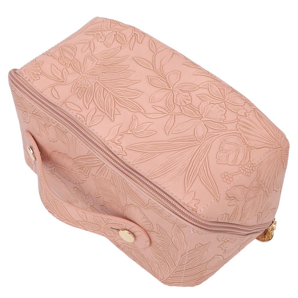 Косметичка для макияжа из ПУ кожи, открывающаяся на 180 градусов, большой вместимости, многофункциональная, с разделителем, плоская косметичка, розовая