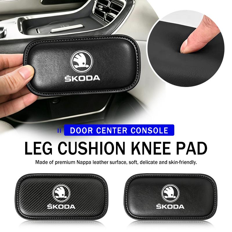 SSOE5 For Skoda Car Interior Leg Knee Rest Pads Leather Cushion Rapid Octavia Derivative Enyaq-iV VisionS Yeti Scala