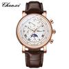 Chenxi Men's Watch Leather Chronograph Date Quartz Watches Phase Moon Timing Business Luminous Wrist Watch