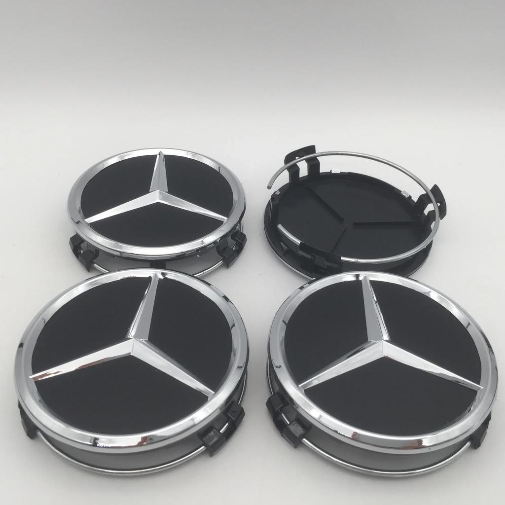 For Mercedes Benz 4pcs 3D 75mm For Mercedes Benz AMG Car emblem Wheel hub Center Cap Badge covers sticker Decals Styling accesso