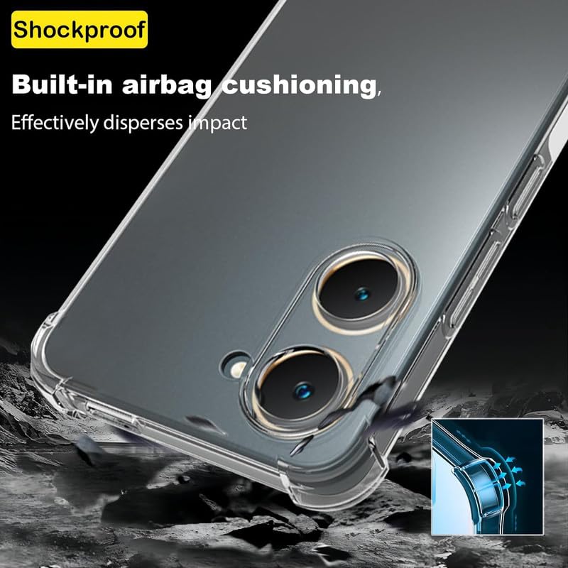 Airbag Shockproof TPU Case for VIVO Y03 Y18 Y18e Y28 Y28S Y38 5G Y17S Y27 Y27S Y02 Y77 Protective Cover Clear Capa Fundas Coque