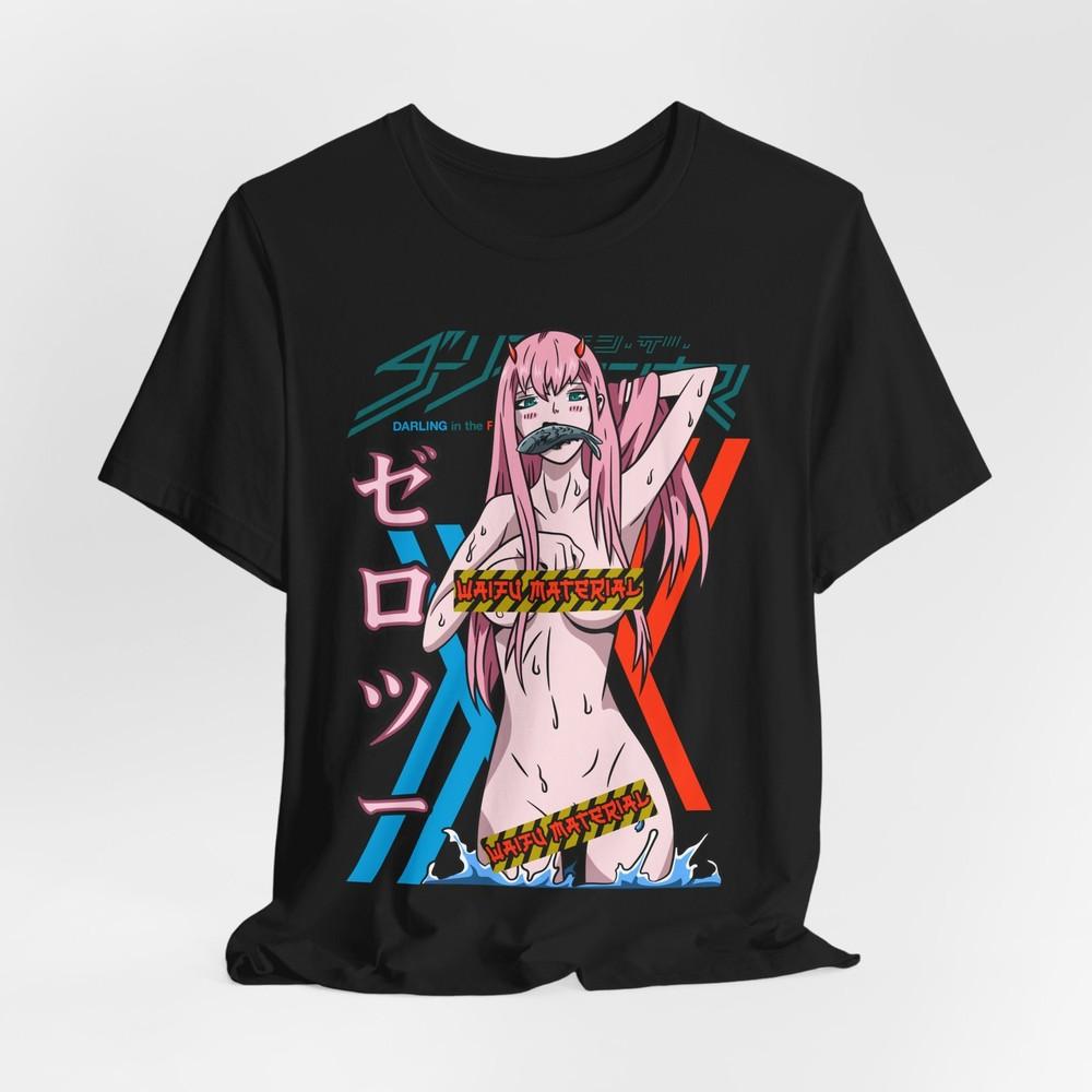 Anime Graphic T-Shirt Tee Tops, Waifu Zero Two T-Shirt, Unisex Japanese Cartoon Shirt, Short