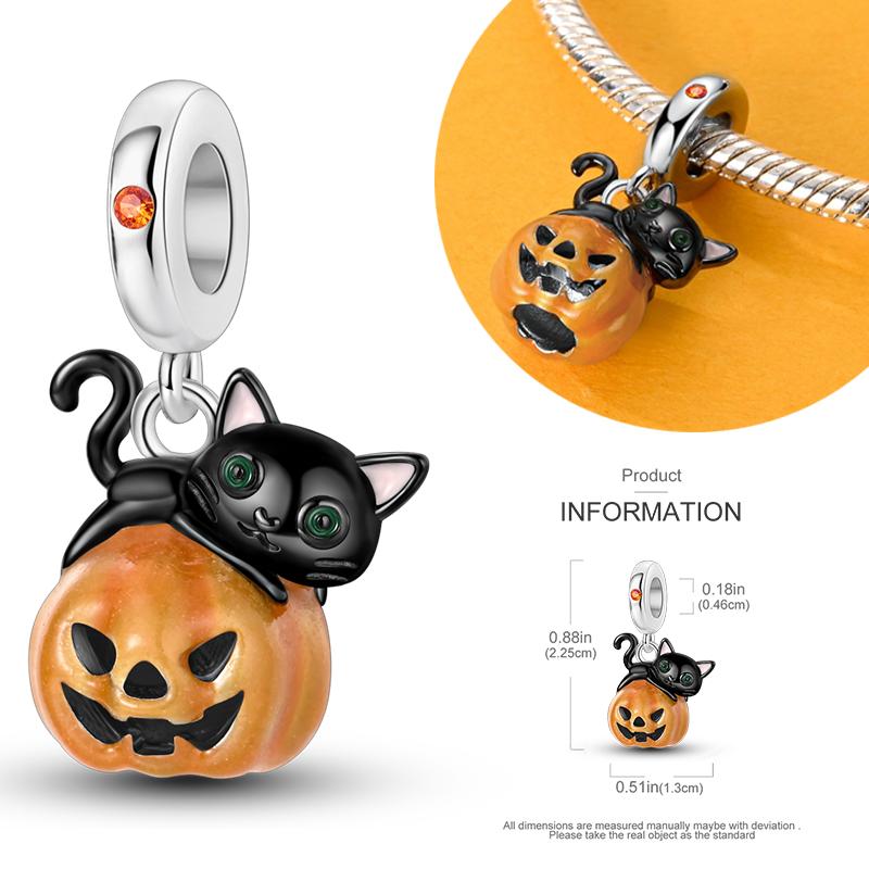 Copper Charms Luminous Pumpkin Skull Beads For Dangle Diy Gift Halloween Series Charms