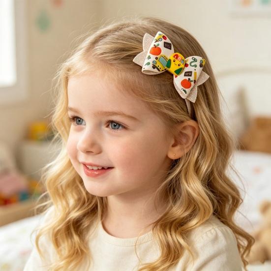 Glitter Bow Hair Clips for Girls Back to School Girls, Double Layer Artificial Leather Lightweight Bows Pin, Accessories with Secure Grip Design
